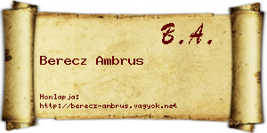 Berecz Ambrus névjegykártya